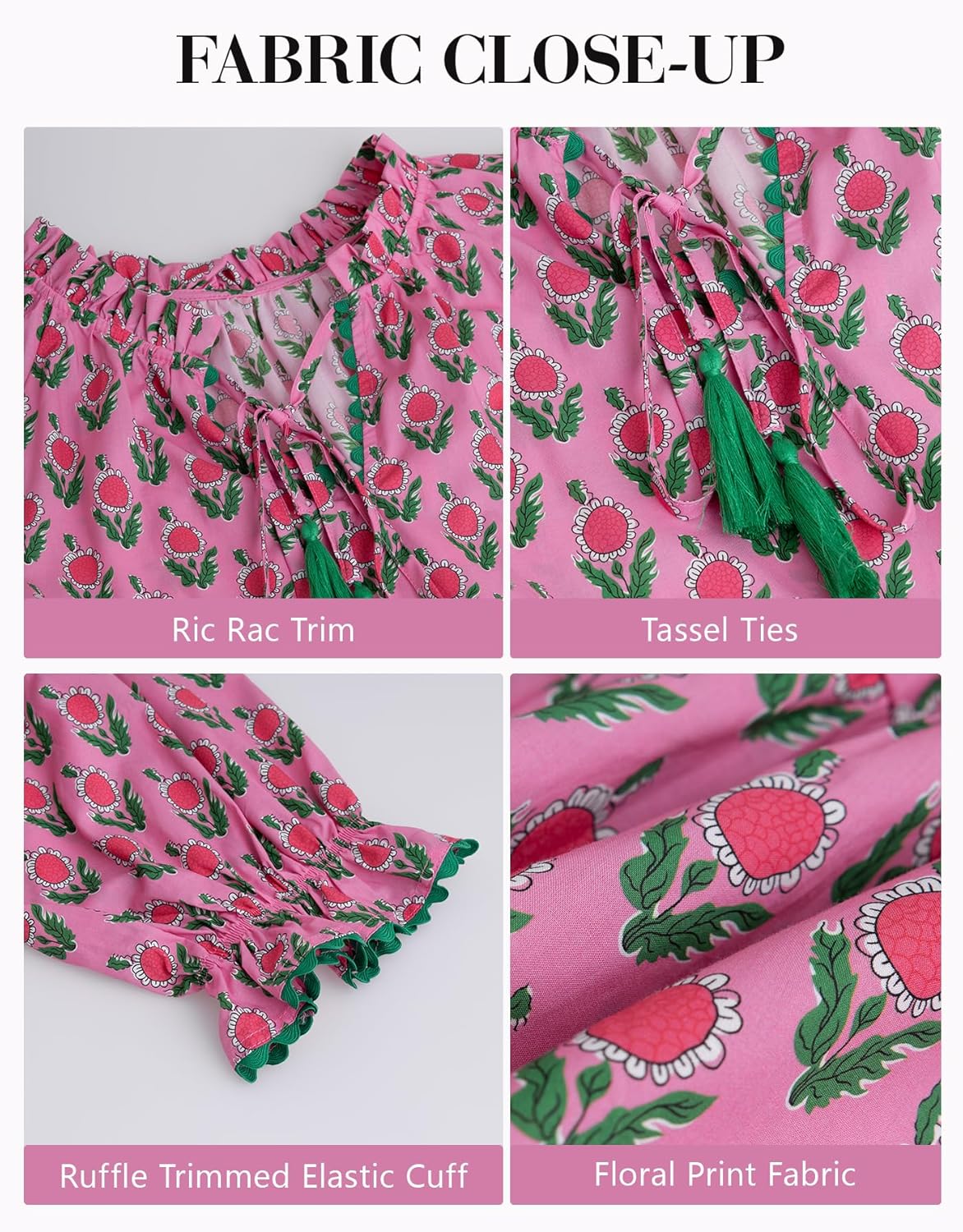 Kedera Womens Casual Mini Dress Long Sleeve Floral Ruffle V Neck Fall Loose Boho Babydoll Dresses with Pockets - Image 8