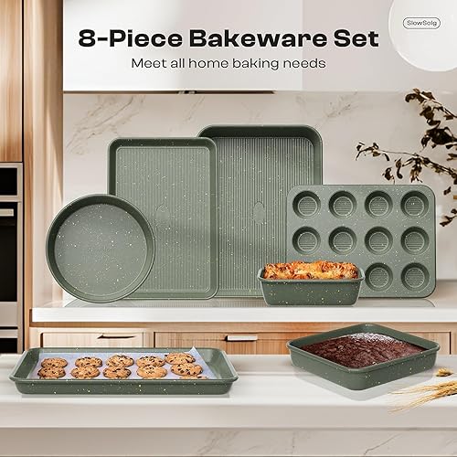 Miniatura 8 de Juego de 12 piezas para hornear antiadherente, juegos de utensilios para hornear no tóxicos con bandeja para hornear, molde para tartas, molde