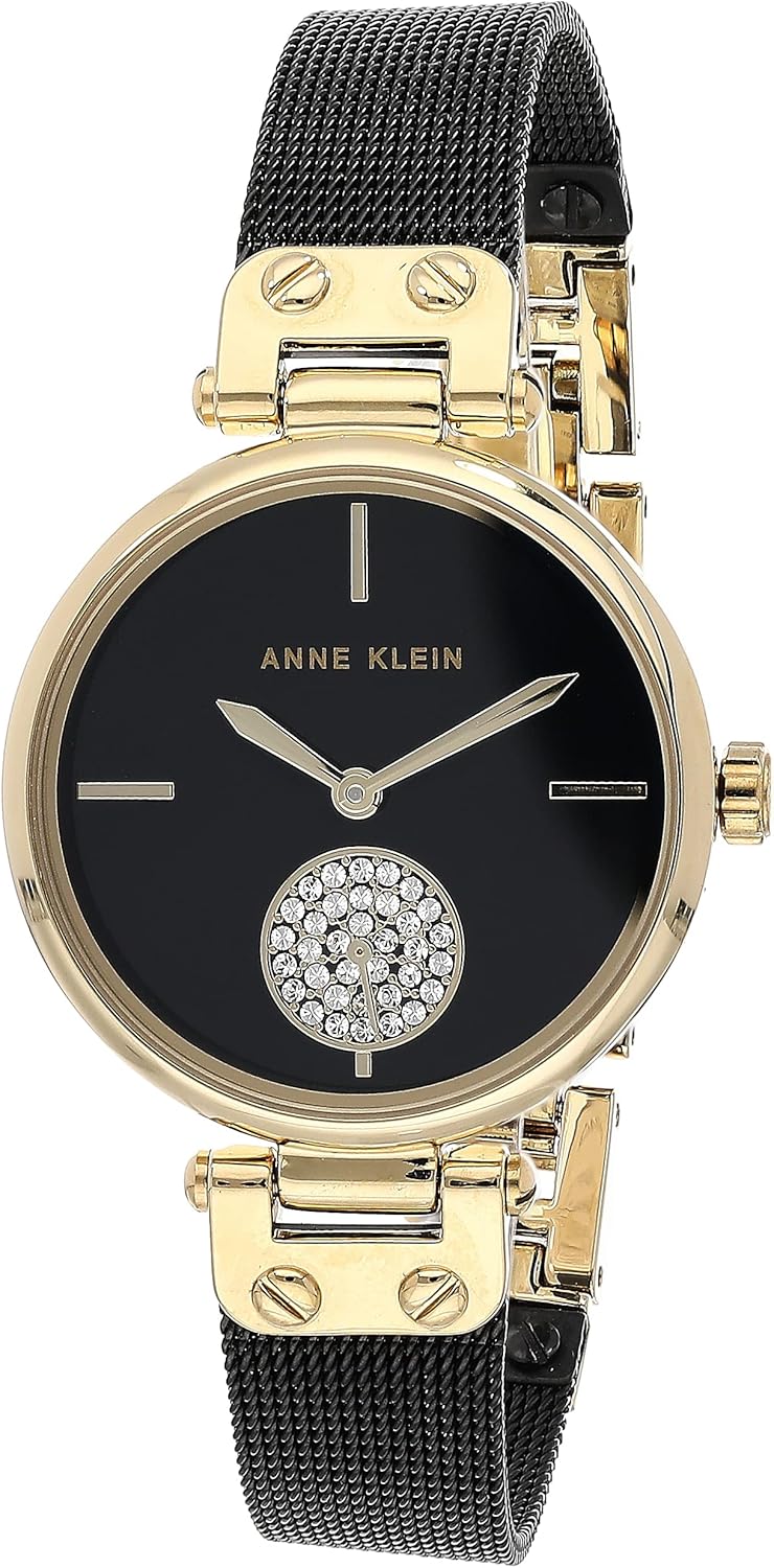 Anne Klein Womens Premium Crystal Accented Mesh Bracelet Watch
