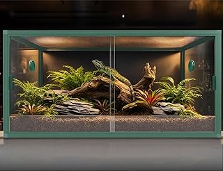 120 Gallon Reptile Tank, 4x2x2 Reptile Enclosure for Bearded Dragon, Snake, Ball Python & Chameleon, Aluminum Alloy Reptile Terrariums Cage with Front Sliding Tempered Glass Doors (Green)