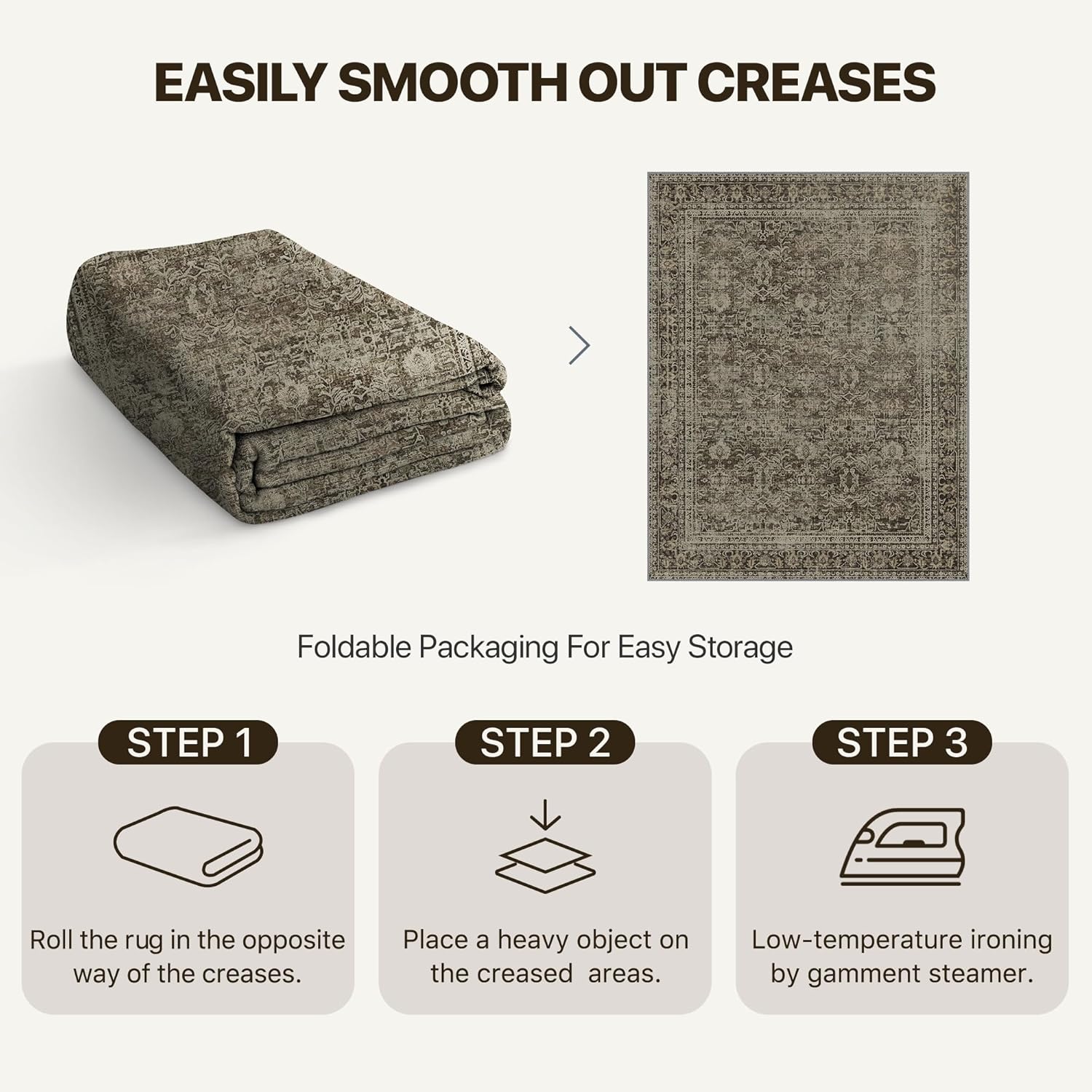 8x10 Area Rug Machine Washable Boho Rug for Living Room,Ultra-Thin Low Pile Carpet,Lightweight Indoor Printed Rug,Non Slip Floral Area Rug for Bedroom, Dining Room, Home Office,Vintage Sage Green - Image 7