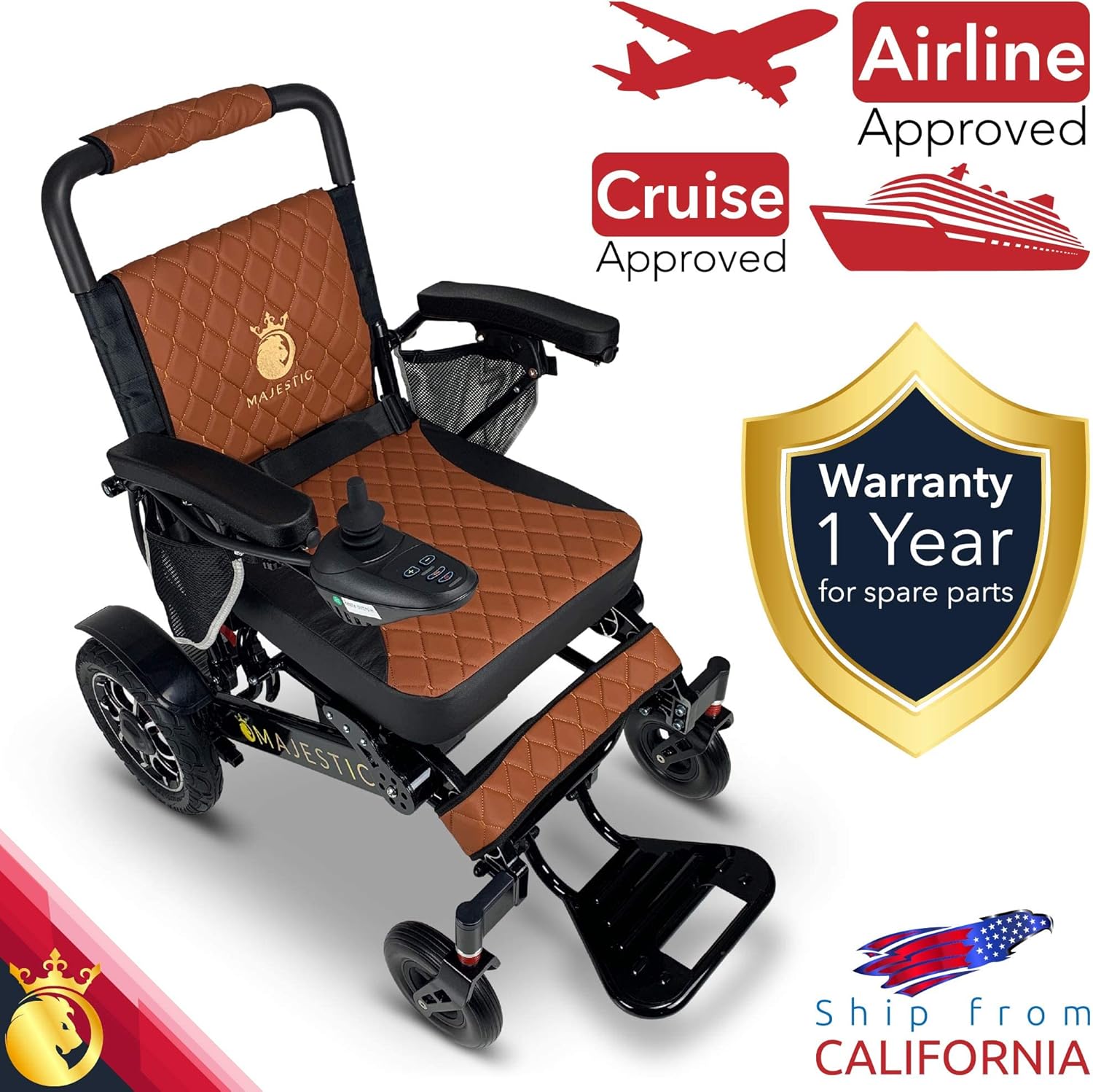 MAJESTIC BUVAN Electric Wheelchair 2022- Foldable Electric Wheelchair Remote Control, 500 Watt Waterproof Motors, Lightweight, Portable, & Motorized Power Wheel Chair Mobility Aid for Adults : Health & Household