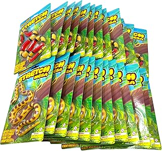 WARM FUZZY Toys Full Case (24) Mega Stretch Snake Toy| Stretches to 5 Feet | 2 Assorted Styles of Realistic Snake Toys Great for Party Favor, Prize Box, PTA Carnival or School Fundraisers