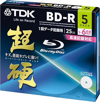 TDK Blu-ray Disc 5 Pack - 25GB 6X BD-R - Printable [2010 Version]