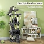 PawHut 68 inches Cat Tree, Multi-Level Large Cat Tower Condo with Scratching Posts, Perches, Cat Houses, Dangling Toy, Grey