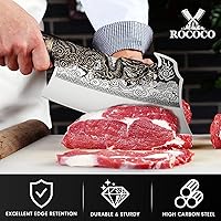 Vista 4 de ROCOCO Cuchillo de carnicero de dragón de 2 libras, cuchillo de carnicero resistente de 9.5" de corte de carne y hueso, gran cuchillo vikingo