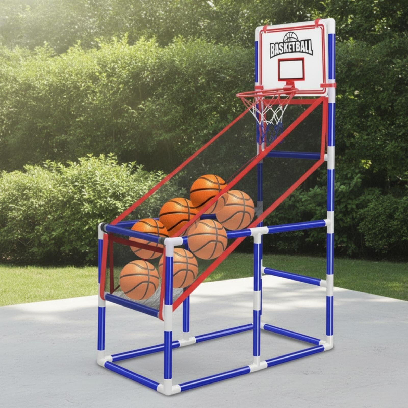 Basketball Throwing Machine with Ball Return Kids Basketball Launcher Frame Throwing Machine for Children-image-49