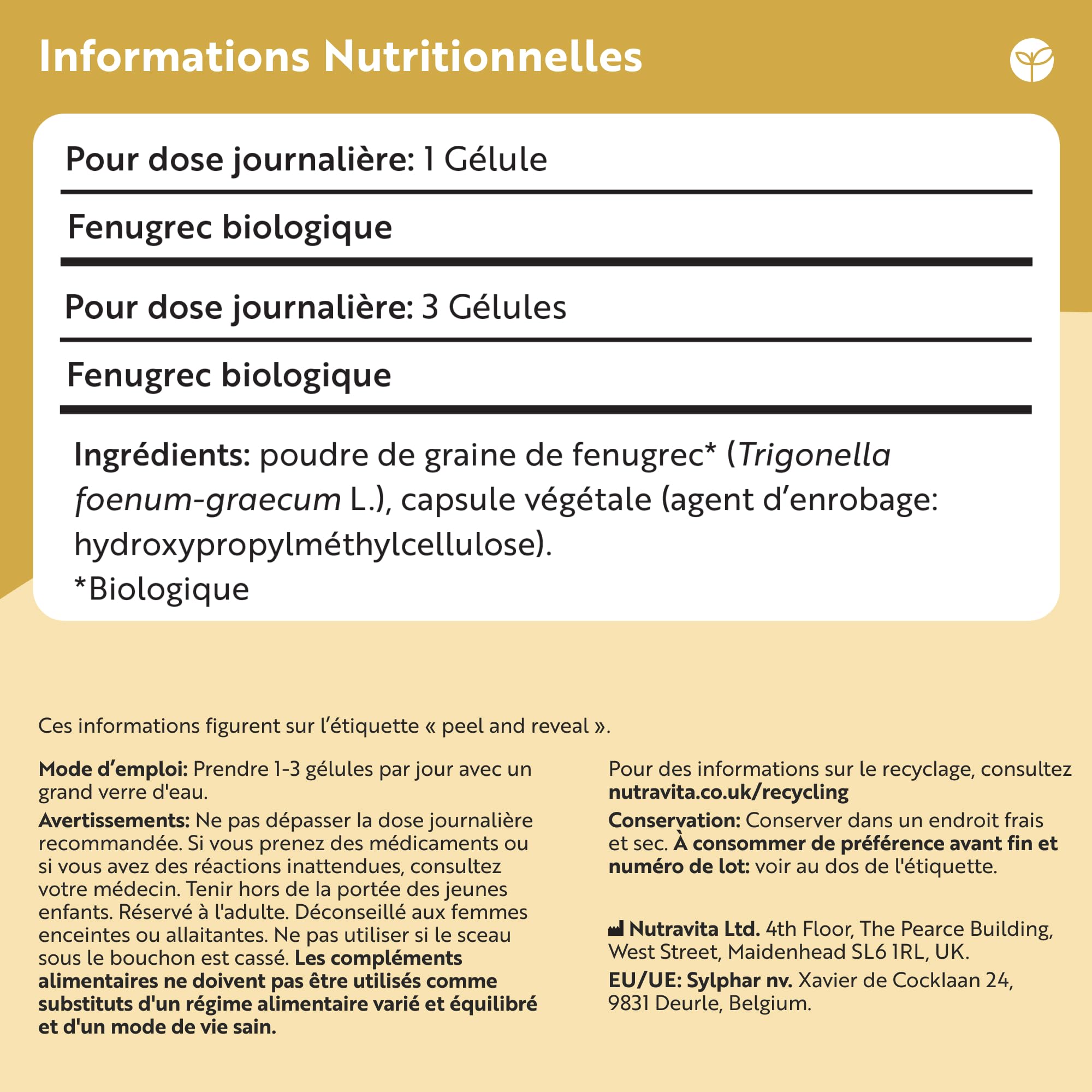 Fenugrec Bio 2250mg par dose de 3 Capsules, jusqu'à 8 mois d'Approvisionnement - 240 Fenugrec Gelule Véganes - 1-3 Capsules par Jour, Complement Alimentaire Fait en Angleterre - Nutravita