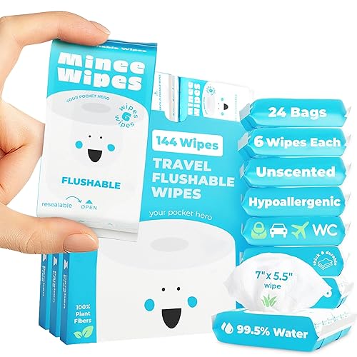 Miniatura 12 de Impossibly Compact - Toallitas desechables de viaje, 99.5% de agua y aloe, seguras para pieles sensibles, hipoalergénicas y sin perfume, esenciales
