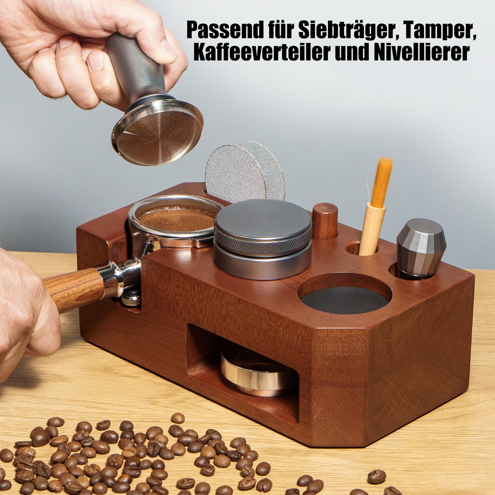 Cilio Tamperstation BARISTA – Halterung Für 58 Mm Siebträger, Höhenverstellbar, Mit Halter Für 51/54 Mm | Ø 9,3 Cm