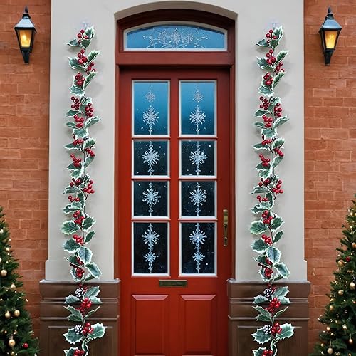 Miniatura 8 de Vid de bayas de acebo de invierno para decoración de invierno, guirnalda de bayas flexible de invierno para manto, árbol de Navidad, ventana,