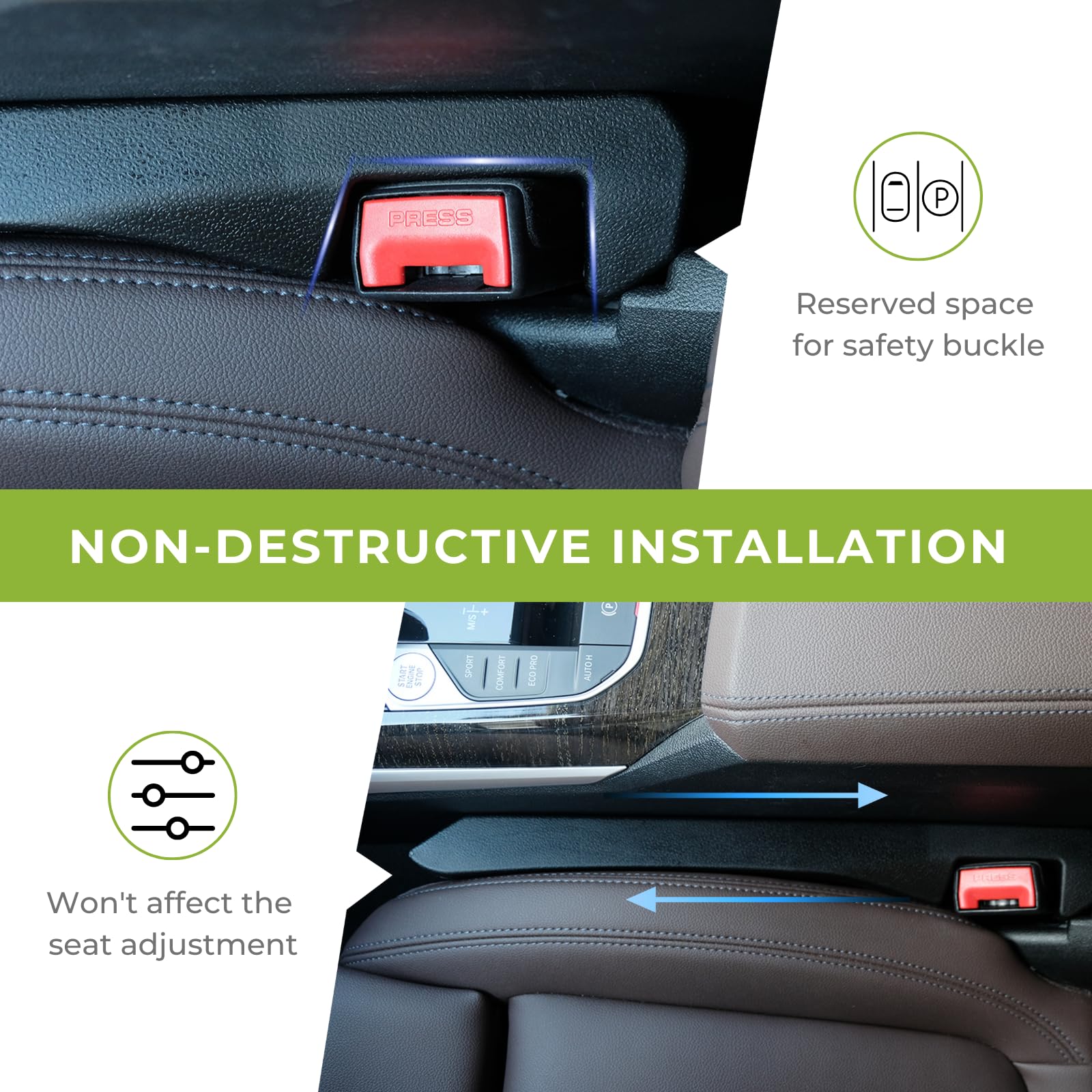 2 Pack Leather Car Seat Gap Filler With Cup Holder - View #9