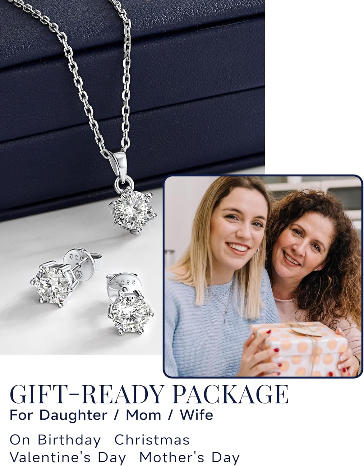 MomentWish Women's Necklace, Anniversary Sparkling Gifts for Wife, 1/2Carat Moissanite Necklace for Women, Lab Created Diamond Necklace, 925 Sterling Silver Necklace for Birthday Christmas Gift - Image 5