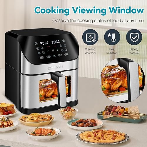Miniatura 5 de DEIME Freidora de aire de 8.5 cuartos de galón, horno sin aceite, freidora de aire grande, olla saludable con 10 preajustes de 1 toque, ventana de