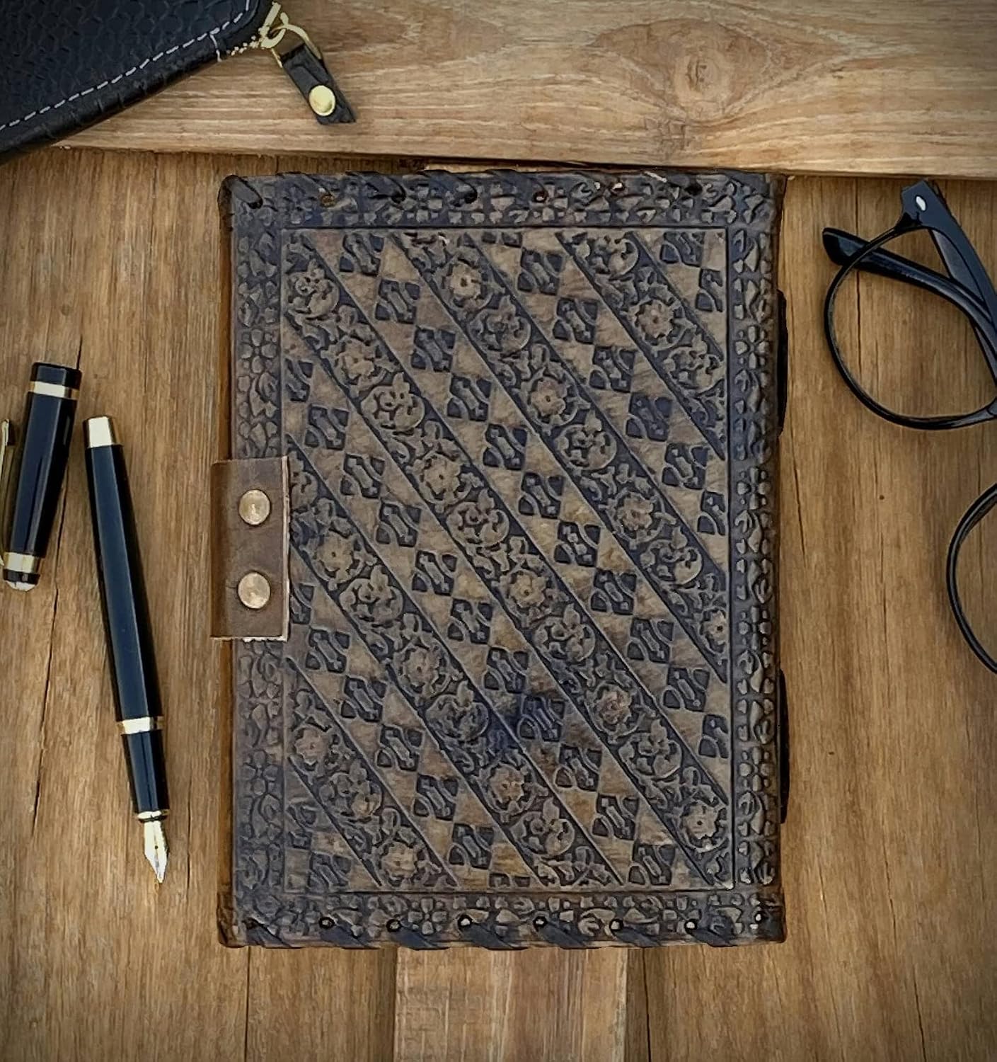 Combo of Leather Messenger Bag and Brown Leather Journal