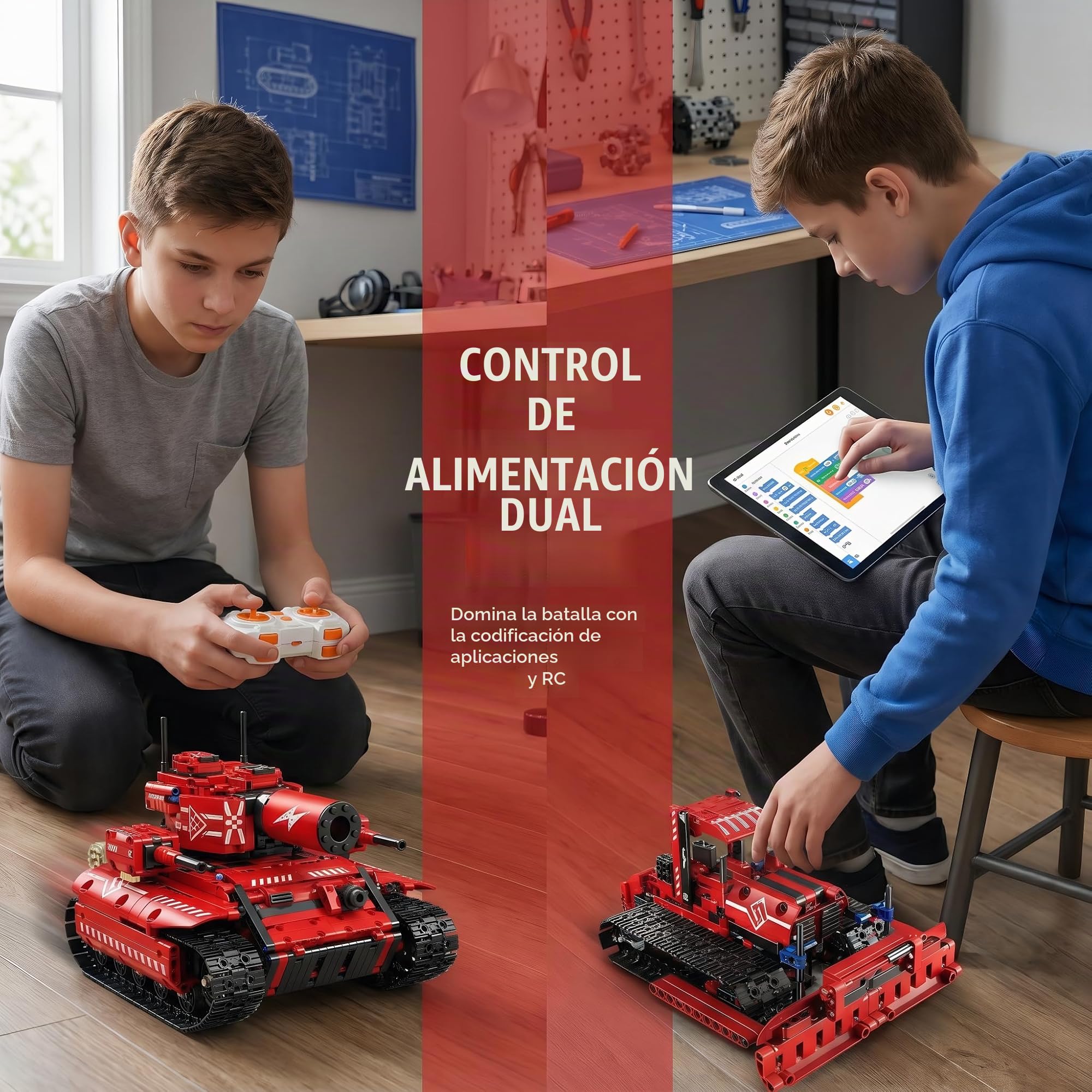 Kit Robot Programable 5 en 1, 495 Piezas, Siguelíneas | Cinco construcciones con programación por app, control RC, función siguelíneas y orugas para variar los proyectos robóticos.