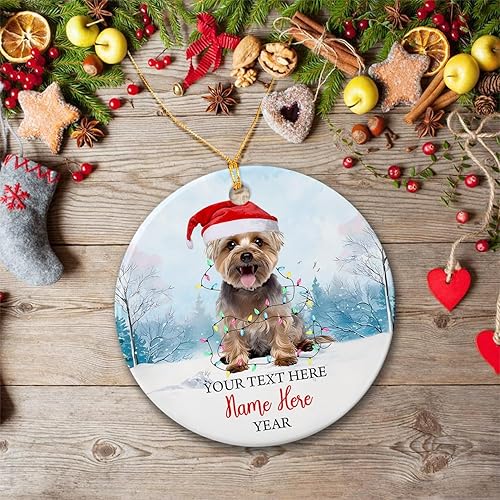 Vista 95 de Rottweiler - Adorno de cerámica personalizado para perro de Papá Noel, nombre y texto personalizados para mascotas, feliz para los amantes