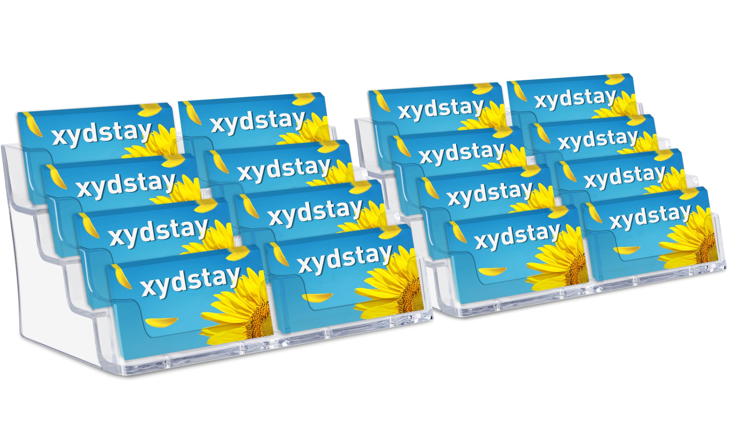 xydstay Porta biglietti da visita in acrilico per scrivania, espositore a 4 ripiani in plastica trasparente con 8 tasche, può contenere 400 carte, ideale per l'organizzazione di ufficio e spazio di