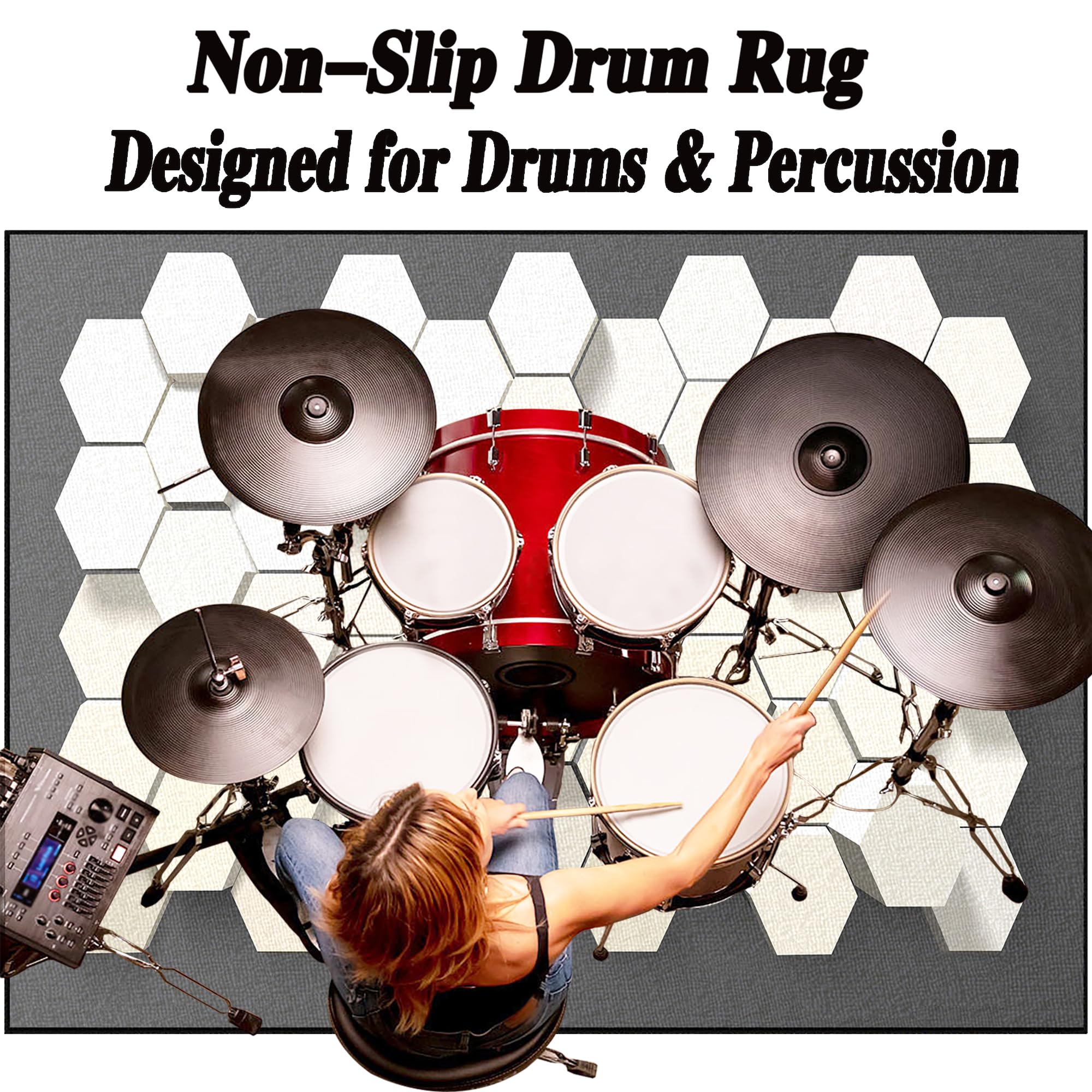 Dywan z baterią akustyczną, dźwiękoszczelny dywanik z baterią, elektroniczny dywanik do bębna basowego, antypoślizgowy do bębna basowego i innych elementów zestawu dywaników do dywanika 150 x 120 cm