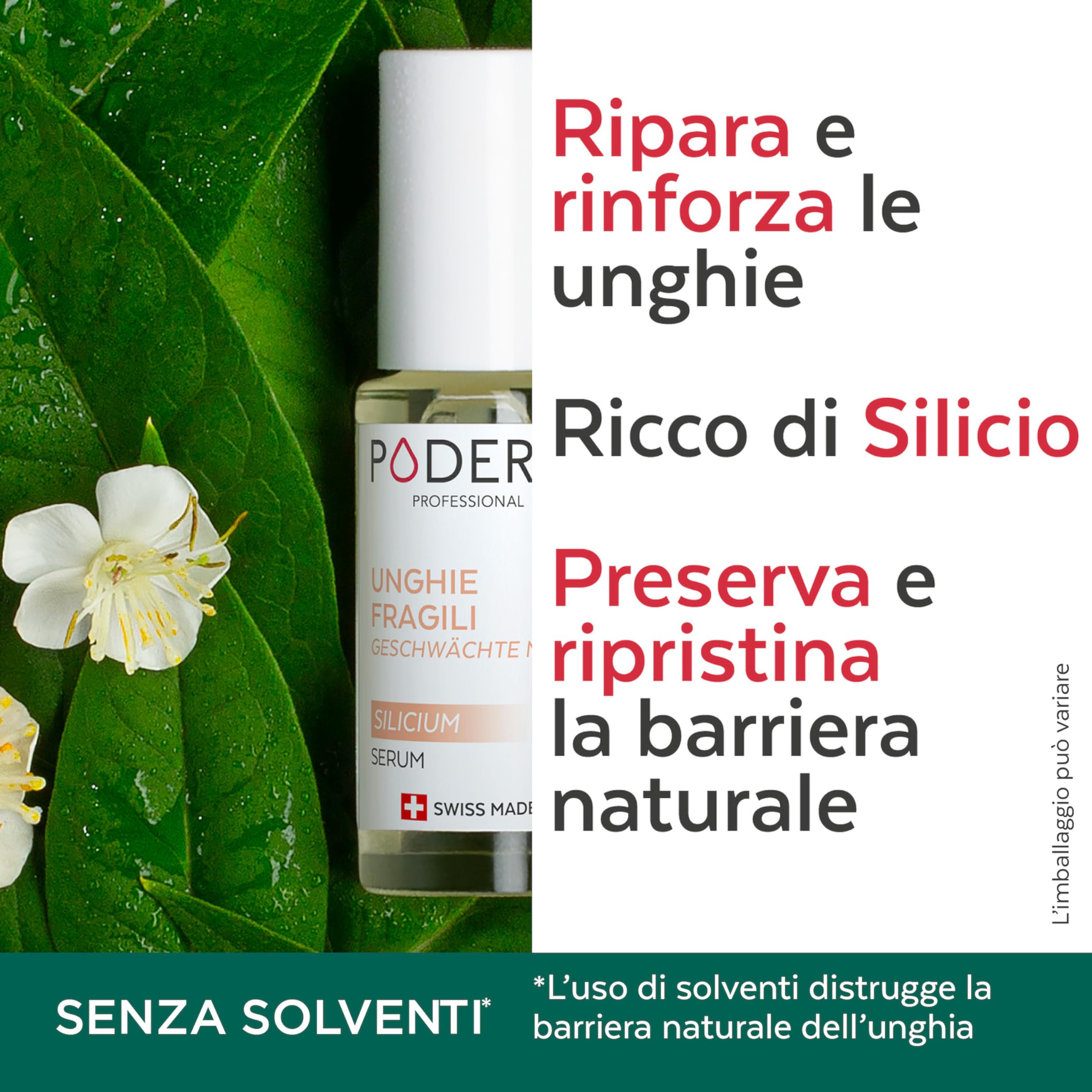 PODERM - UNGHIE INDEBOLITE DALLA CHEMIOTERAPIA – Siero Silicio Lenitivo, Fortificante e Riparatore - Indurente e Protettore - Cura professionale – Prodotto in Svizzera