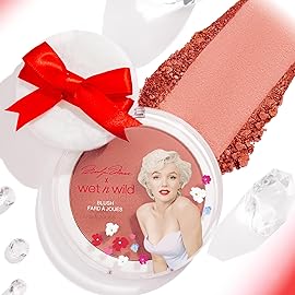 wet n wild Marilyn Monroe Collection Icon Blush - Velvety Pearlescent Powder Blush, Buildable & Blendable Formula Infused with Vitamin E, Includes Sponge Applicator, Cruelty-Free - Rose