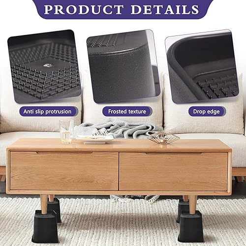 Miniatura 6 de Sunifier Elevadores de cama de 8 pulgadas, resistentes, paquete de 4 elevadores en forma de L de 8 pulgadas, soporta 5000 libras, elevadores de gran