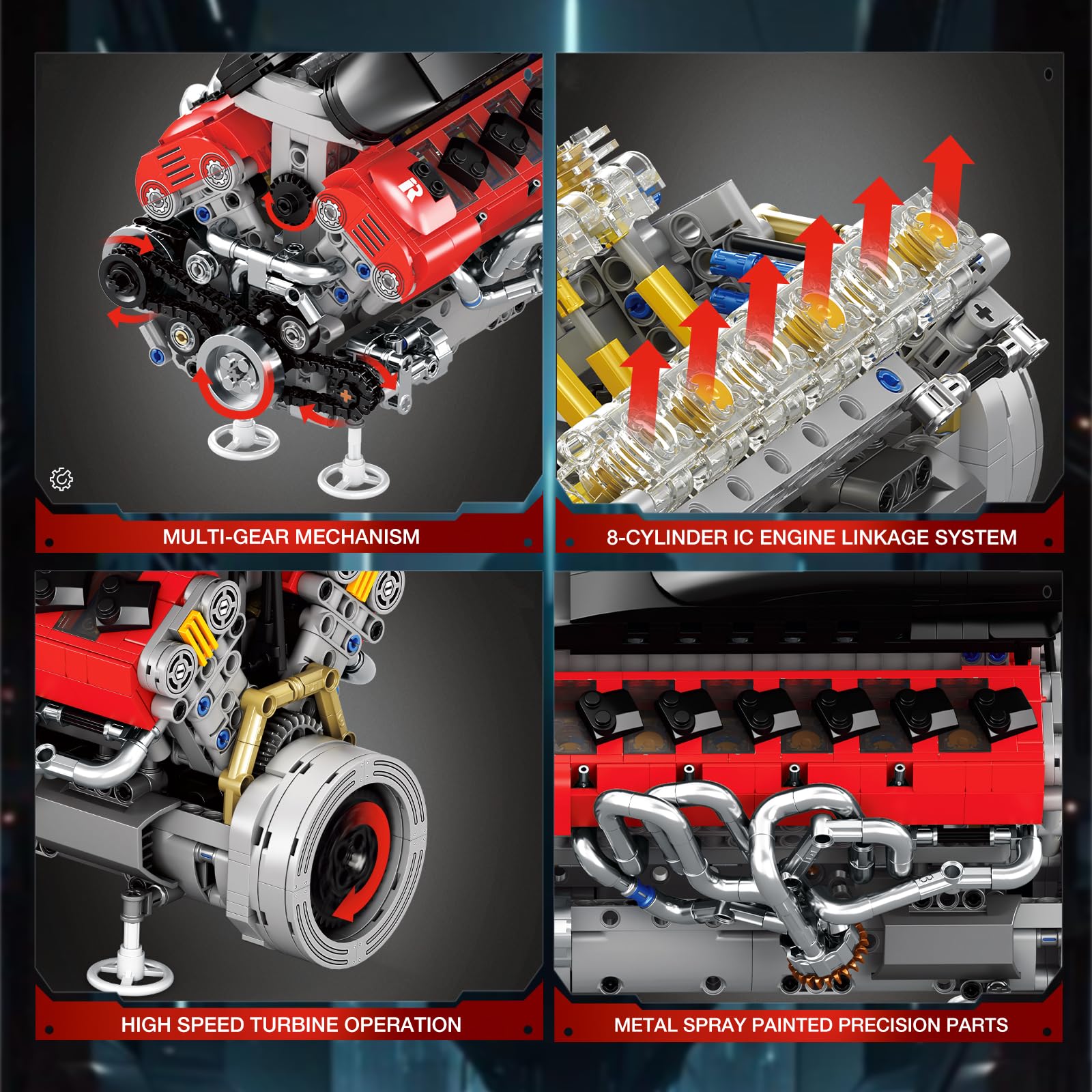 Reobrix V12 Engine Building Kit Adults, Electric 65-Degree V-Angle Supercar Engine Model That Works with Motor - Image 3