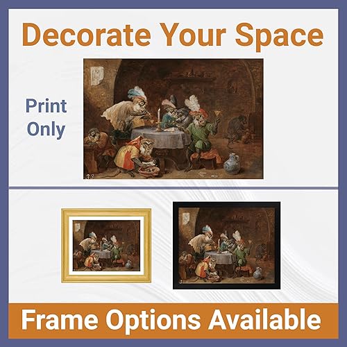 Miniatura 3 de Póster de David Teniers the Younger Monkeys de Smoking and Drinking Monkeys - Decoración de pared sin marco  Pósters e impresiones para el hogar y