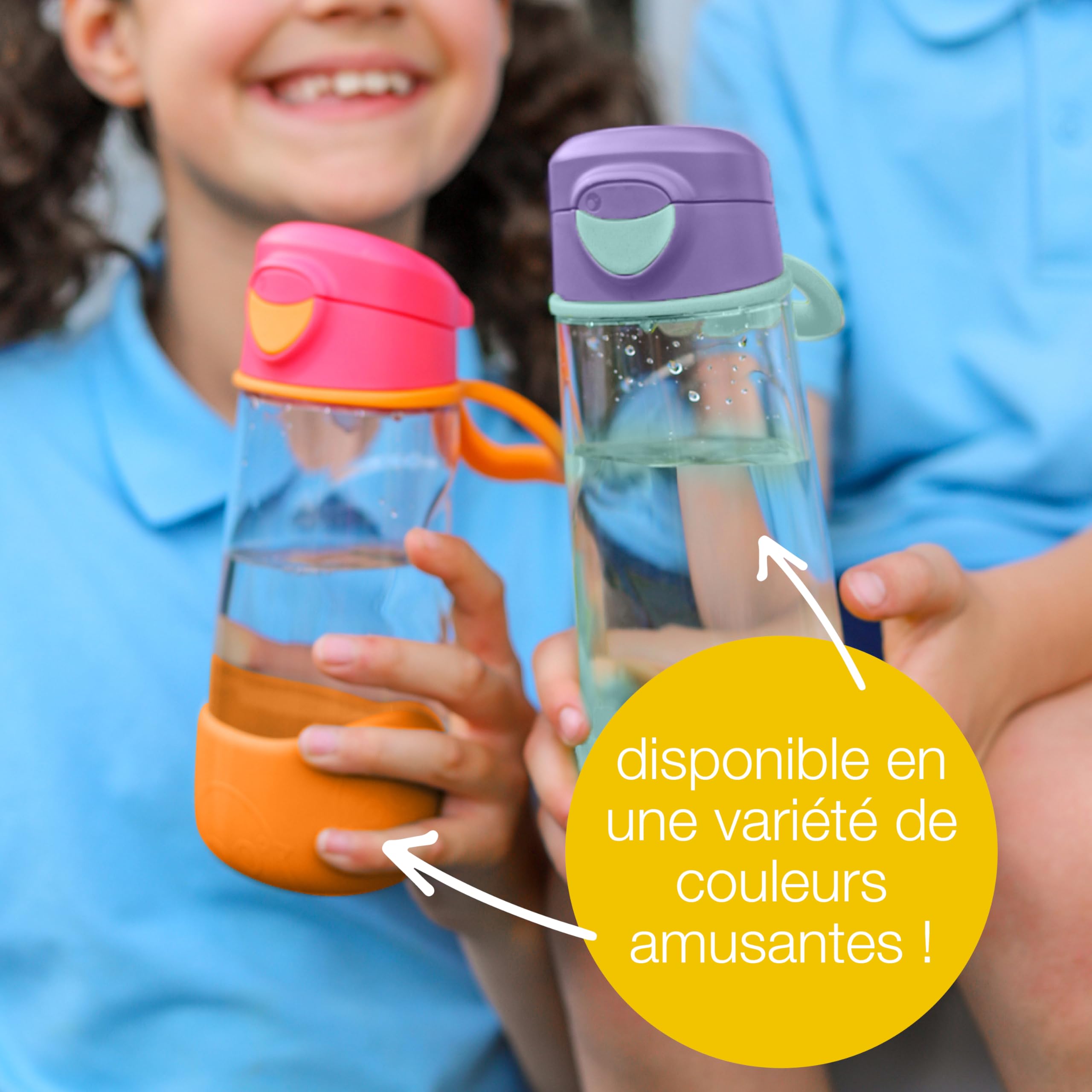 b.box Gourde Sport à Bec | Bouteille d'Eau à Préhension Facile et Couvercle Étanche | Design Moderne et Cool Adapté aux Enfants, Inclinez et Sirotez | 450 ml