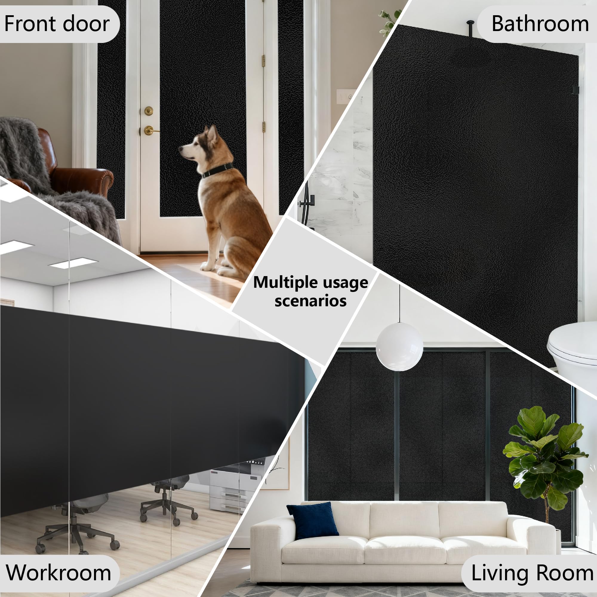 Pellicola Vetri Finestre 120 x 105 cm Controllo Del Calore Pellicola di Decorativa Anti Uv, Controllo di Calore Adatta per Bagno, Ufficio, Soggiorno, Nero