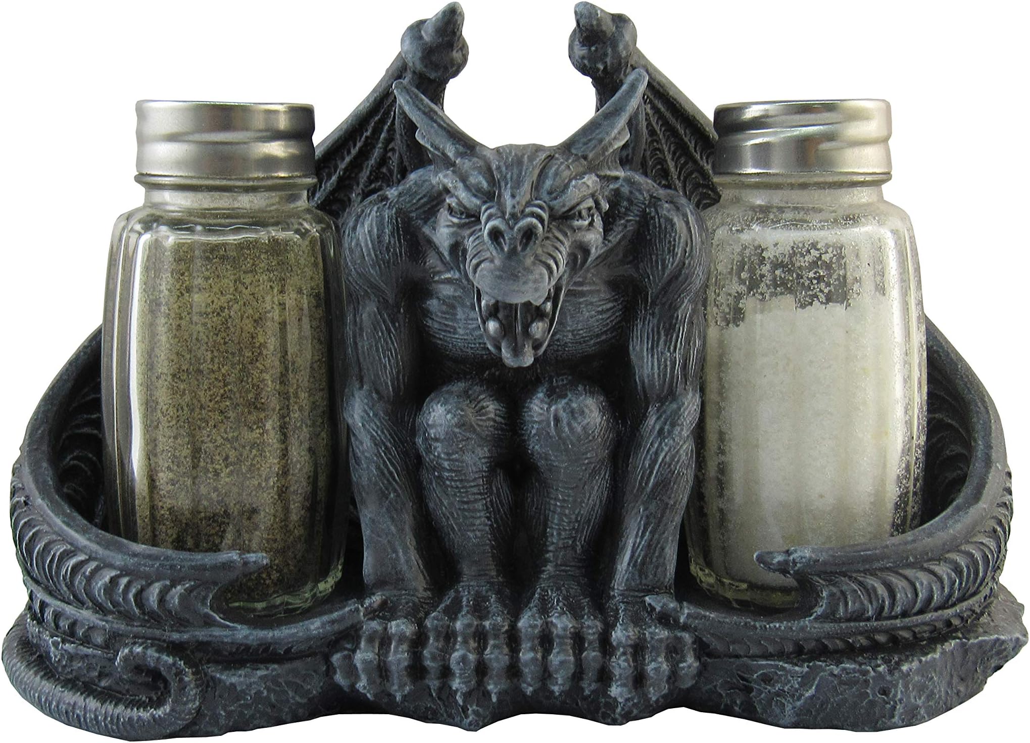 DWK 6.5" Keeper of the Spice Gargoyle Salt and Pepper Shaker Set Gothic Medieval Fantasy Kitchen Table Dining Decor
