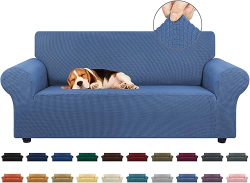 Miniatura 23 de KEKUOU - Funda elástica para sofá de 3 plazas (de 79 a 94 pulgadas), protector de muebles de 3 asientos con parte inferior elástica para niños o