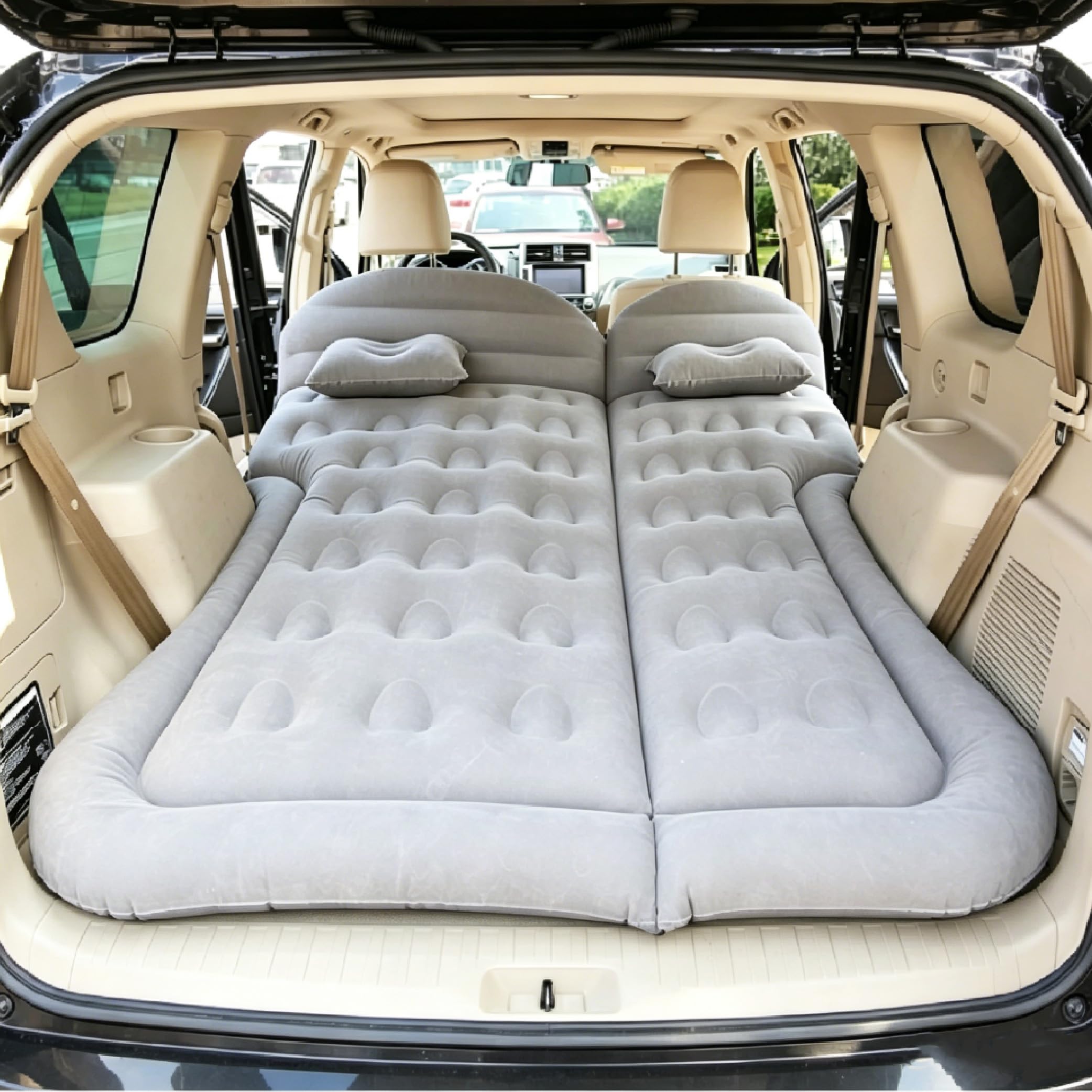 ZKSJFU Inflatable Car Mattress for Nissan Pulsar Rouge Sentra Titan Navara, Portable Inflatable Bed with Quick Pump and Flocked Surface for Camping and Road Trips,B-Grey