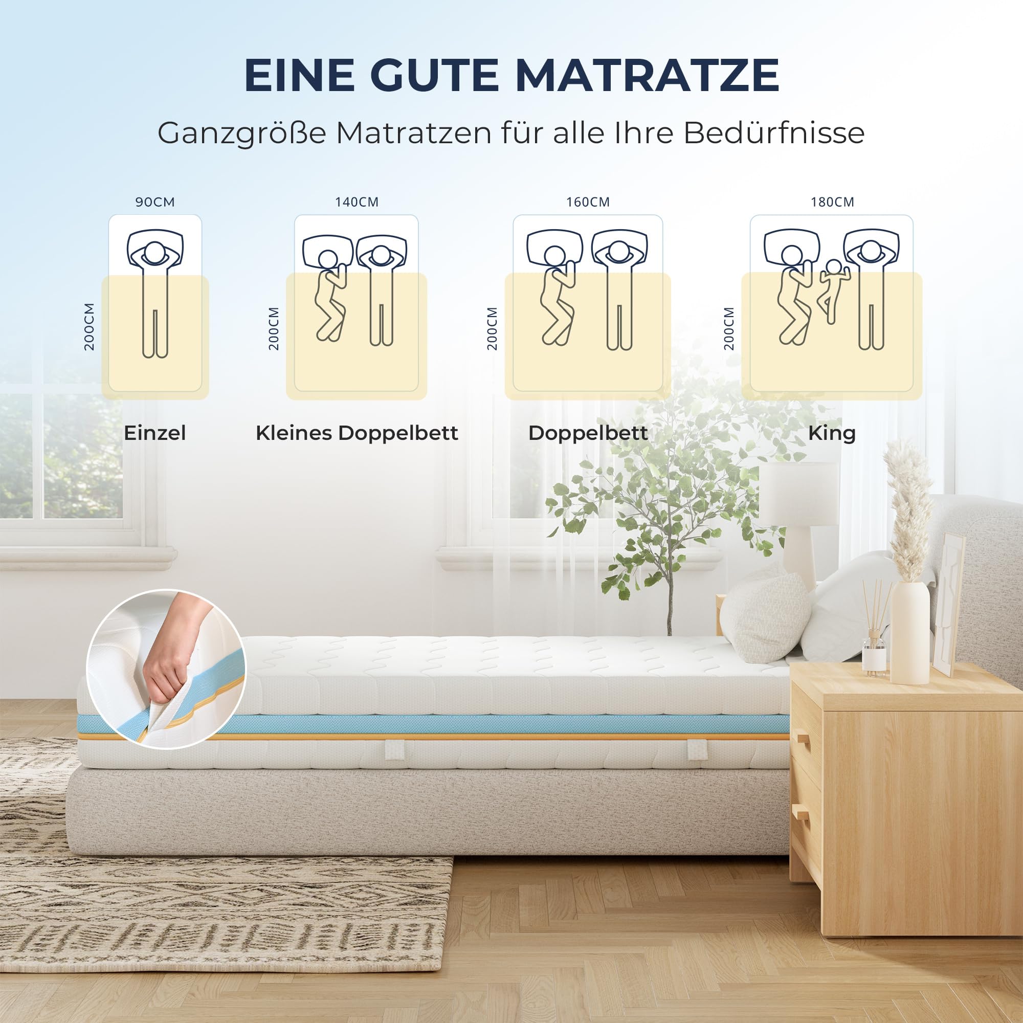 Napsie Matratze 90x200 cm– Mittelfest & Weich – Bild 6