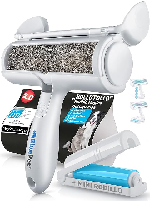 BluePet Quitapelusas Reutilizable, Cepillo Quita Pelos Mascota + Rodillo XS