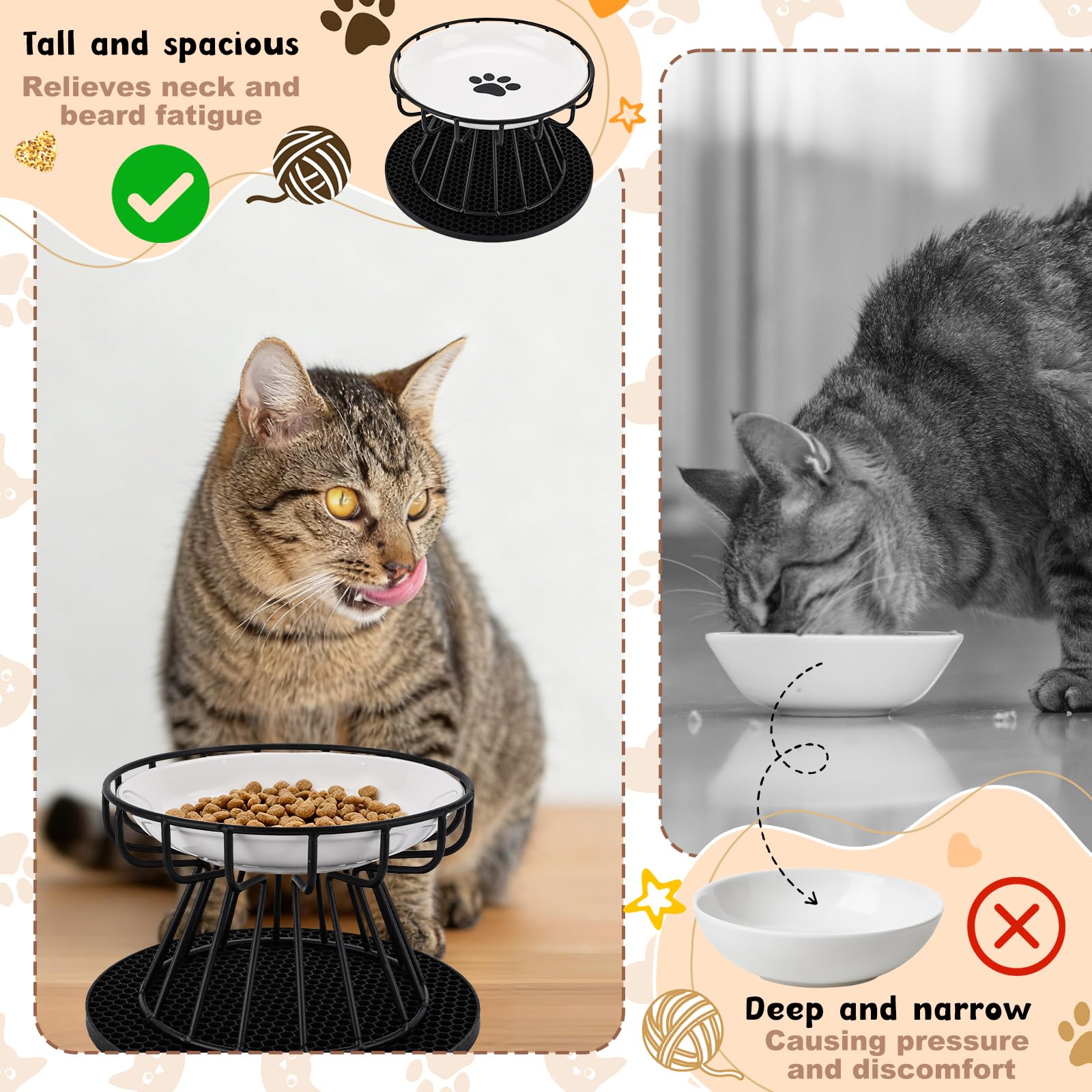 Gamelle surélevée pour chat,Keramische kattenbakverhogers,2 stuks