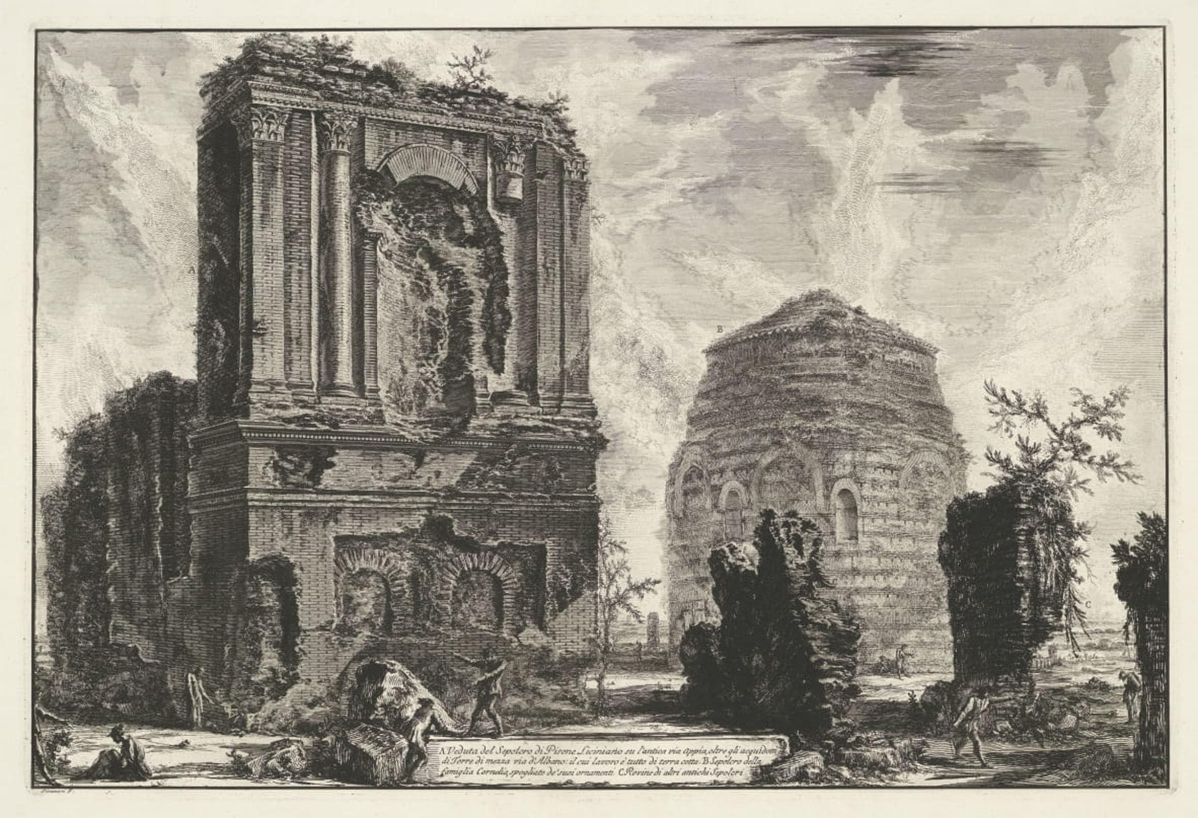 POSTERIIk Vintage Art Print Images Pictures Print Tombes Van Licinianus Piso En De Cornelius Familie Langs De Via Appia by Battista Piranesi Modern Colour Posters for Office Home Decor 60x90cm