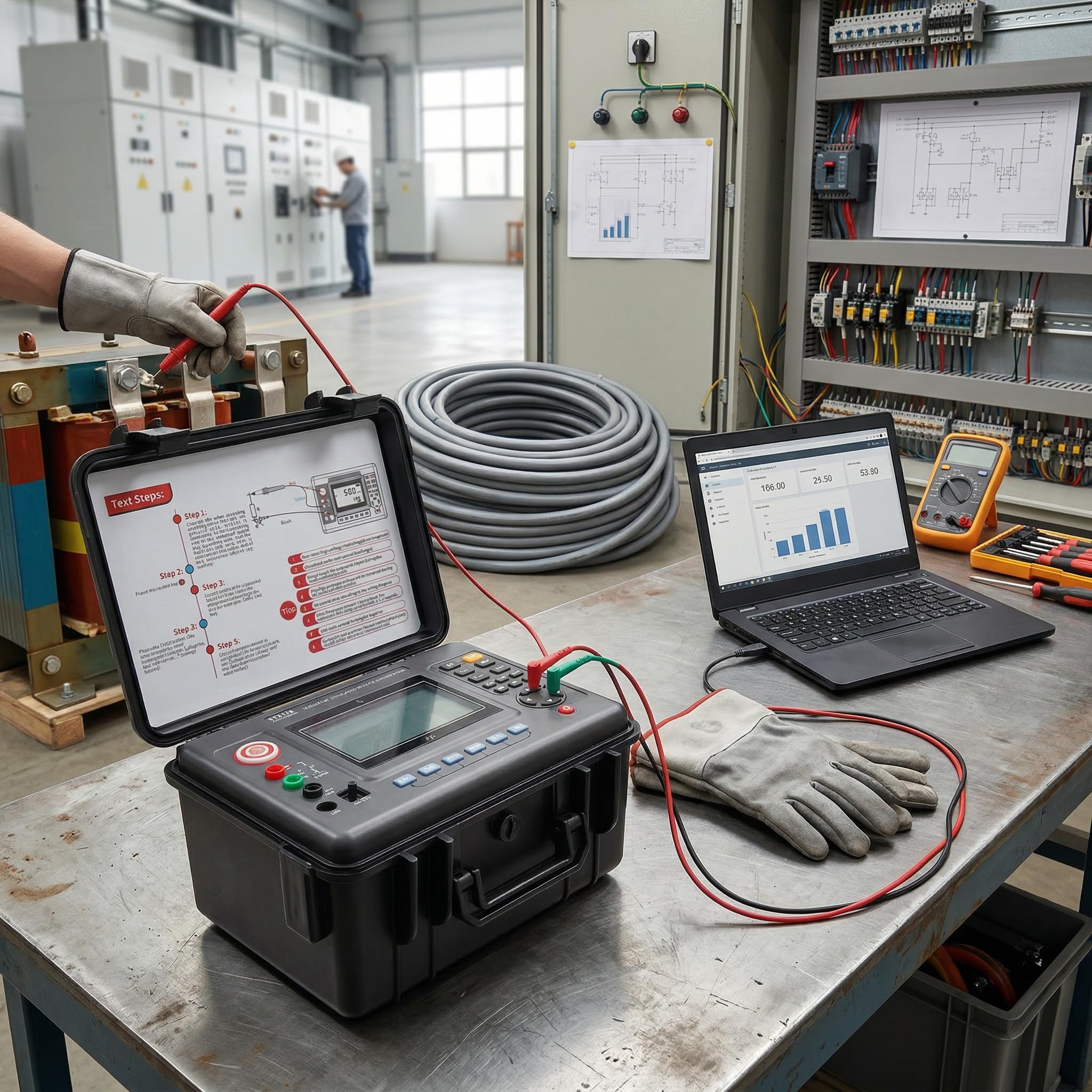 Mégohmmètre Haute Tension 250V-10KV Testeur Isolation Écran LCD Alarme