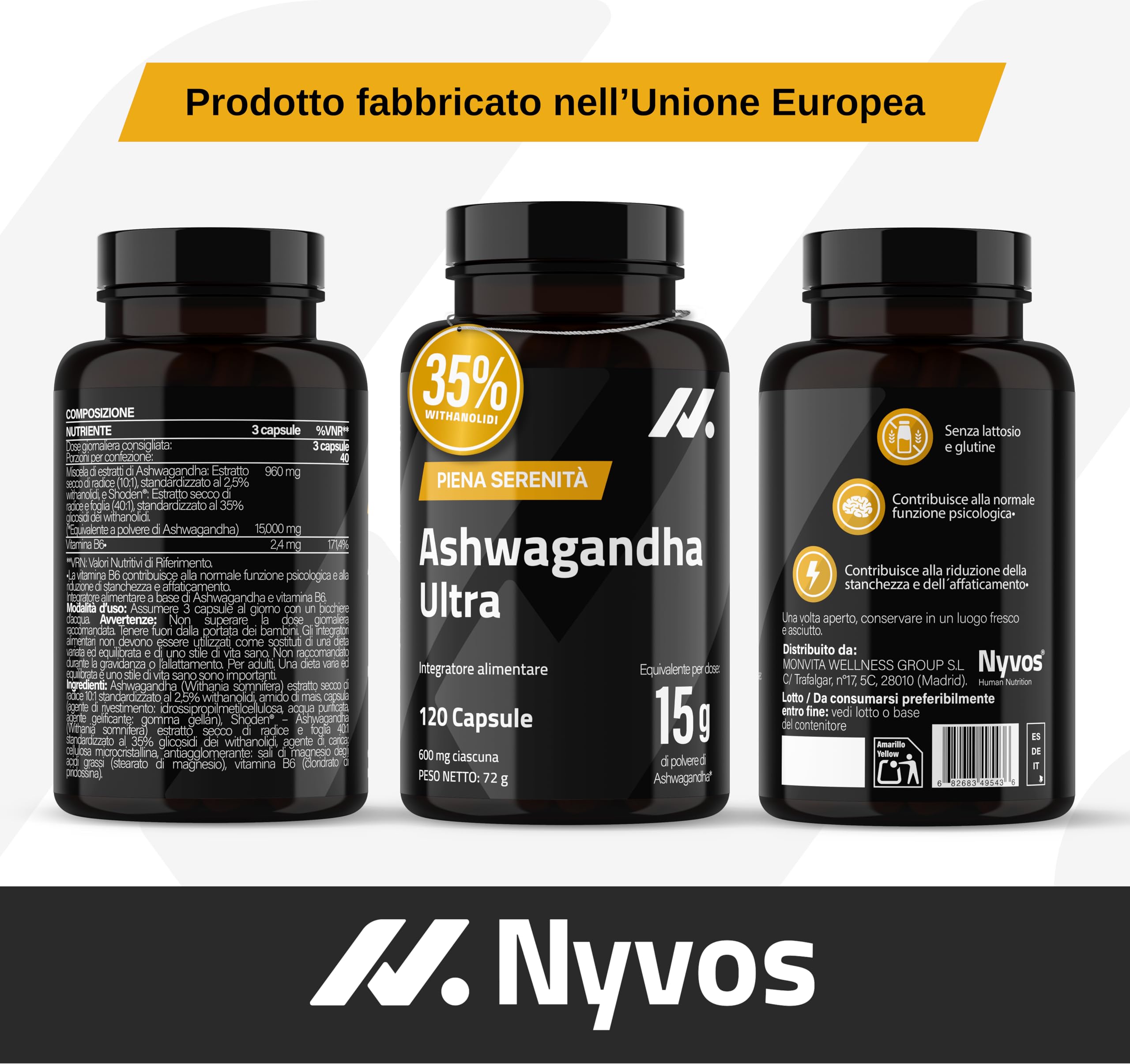 Ashwagandha Shoden Ultra® 35% di withanolidi – 15.000 mg equivalenti | 7x più concentrata rispetto all’Ashwagandha KSM-66 | Supporto alla concentrazione, al sonno profondo e all’energia | 120 capsule