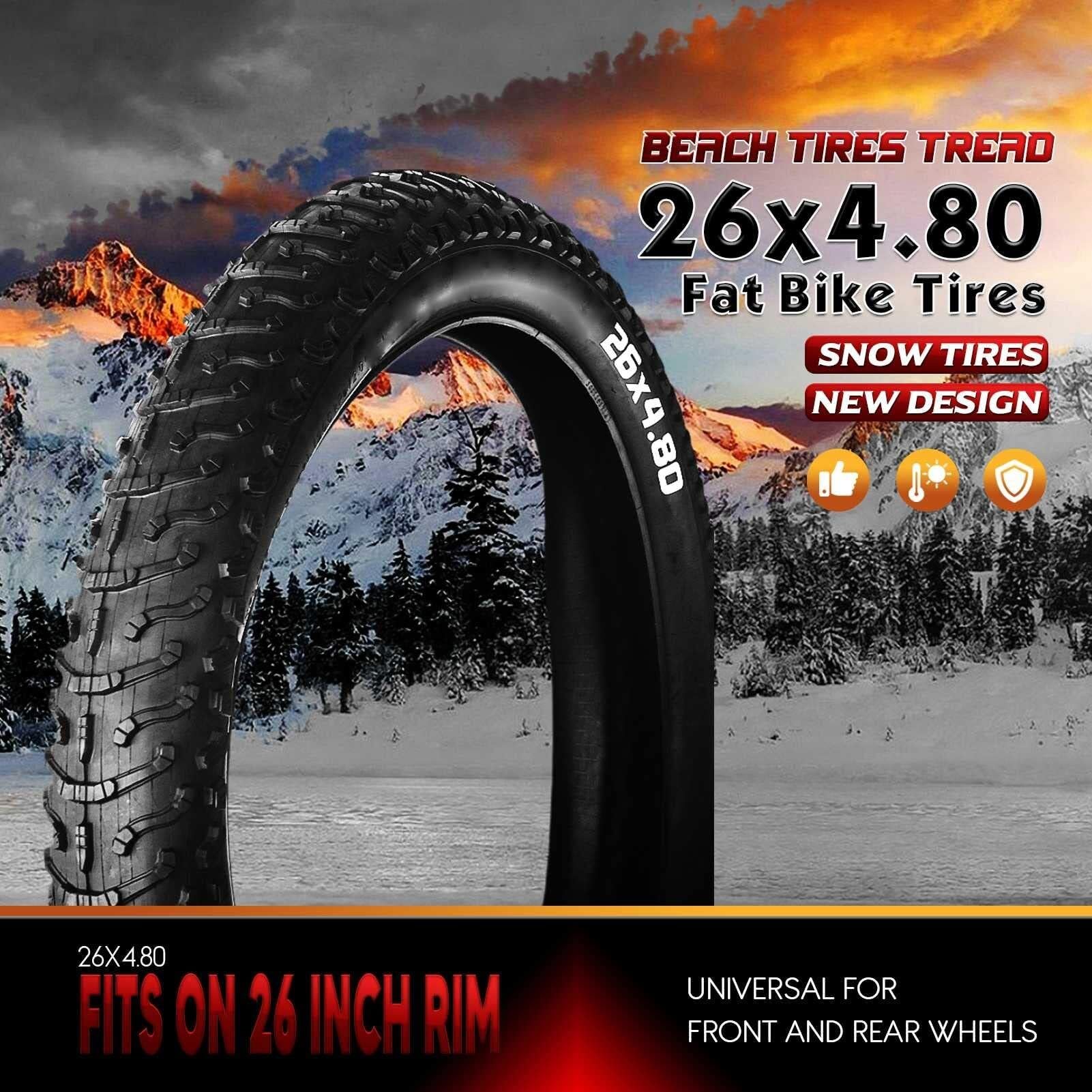 26x4,8 Opona do Roweru, Opona Fat Bike 26-4,8 Składany Brzeg Wzór Falowy Agresywny Podwójny Skład 26 4,8 210 kPa 30 PSI do Roweru Elektrycznego Śnieg Piasek Plaża