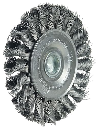 Miniatura 2 de Weiler 17680 Rueda de alambre de nudo montada en el tallo de 3-14 pulgadas, relleno de acero de 0.0118 pulgadas, vástago de 14 pulgadas, fabricado