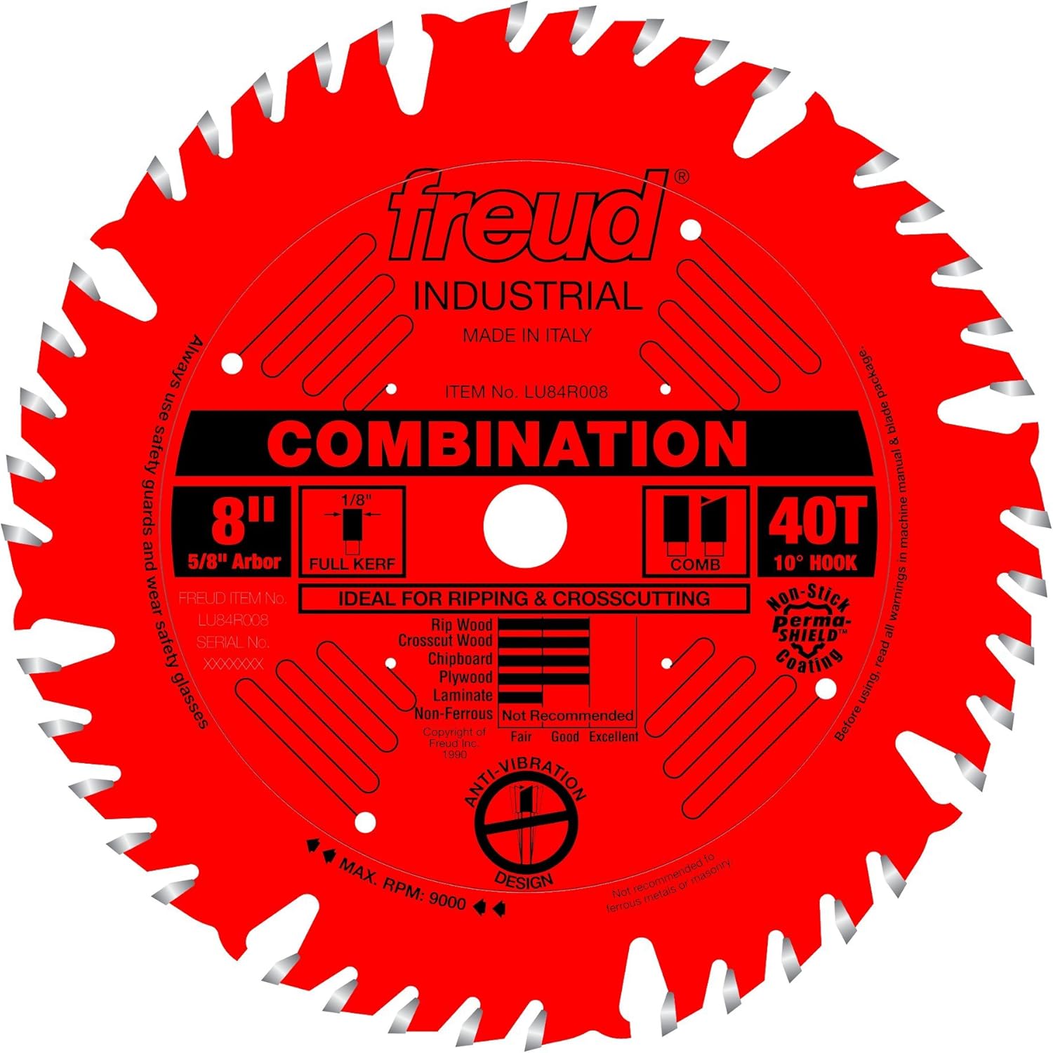Freud LU84R008 8" Combination Blade, Multi, One Size Freud LU84R008 8" Combination Blade, Multi, One Size