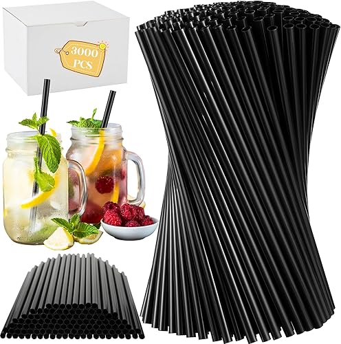 Miniatura 7 de Eaasty 3000 pajitas de plástico desechables coloridas a granel, 0.24 pulgadas de diámetro y 7.87 pulgadas de largo, pajitas de plástico desechables