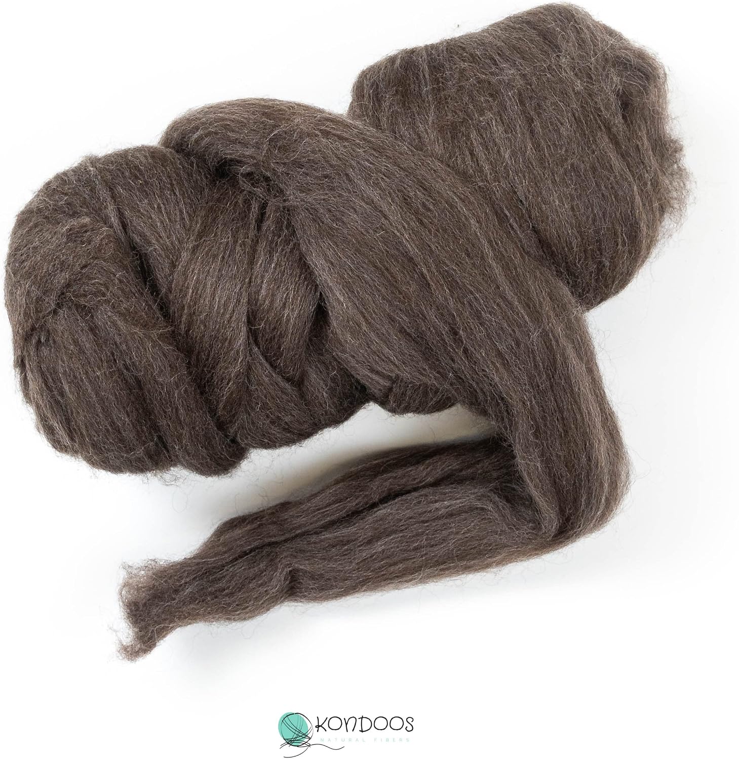 Kondoos Natural Combed Wool roving, 8 OZ. Best Wool for Needle Felting, handcrafts and Spinning. Natural Colours, un-Dyed. (Mocha, 8 oz)