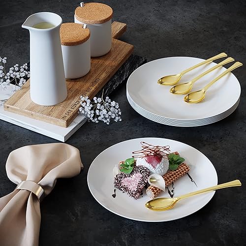 Miniatura 5 de Mini cucharas para postres  Paquete a granel de 4800 mini cucharas de postre doradas  Cucharas desechables de plástico de 4.5 pulgadas  Aspecto de