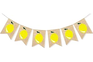 Lemon Yellow Burlap Lemon Banner Hanging Bunting, Garland for Lemon Baby Shower