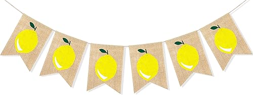 Uniwish Cartel colgante de arpillera de limón para decoración de fiesta de cumpleaños con temática de limón para baby shower, decoración de