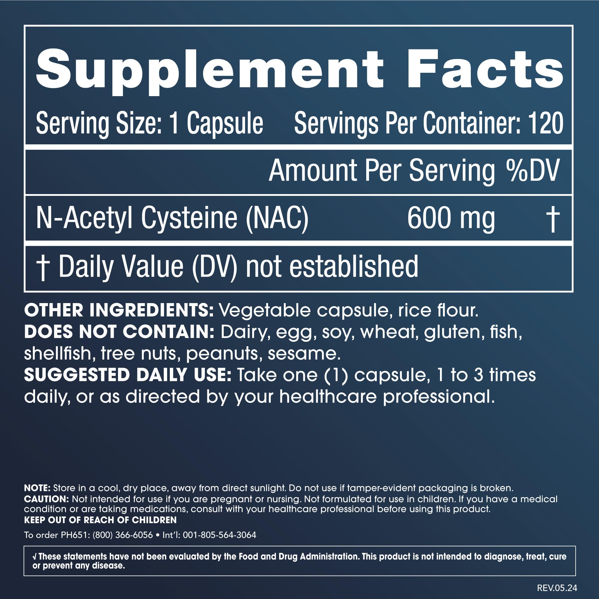 ProHealth Pure NAC – N-Acetyl Cysteine – Liver and Immune Support, Antioxidant and Glutathione Boost, Cellular Health | 600 mg per Capsule | 120 Servings