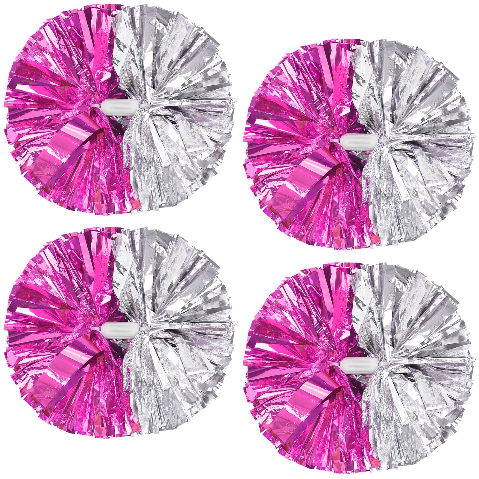 4Pcs Upgraded 12inch Metallic Cheerleading Pom Poms, HOLENGS Cheerleader Pompoms Cheer Poms for Kids Adults, Cheering Squad Pompoms for School Sports Games Dance Party