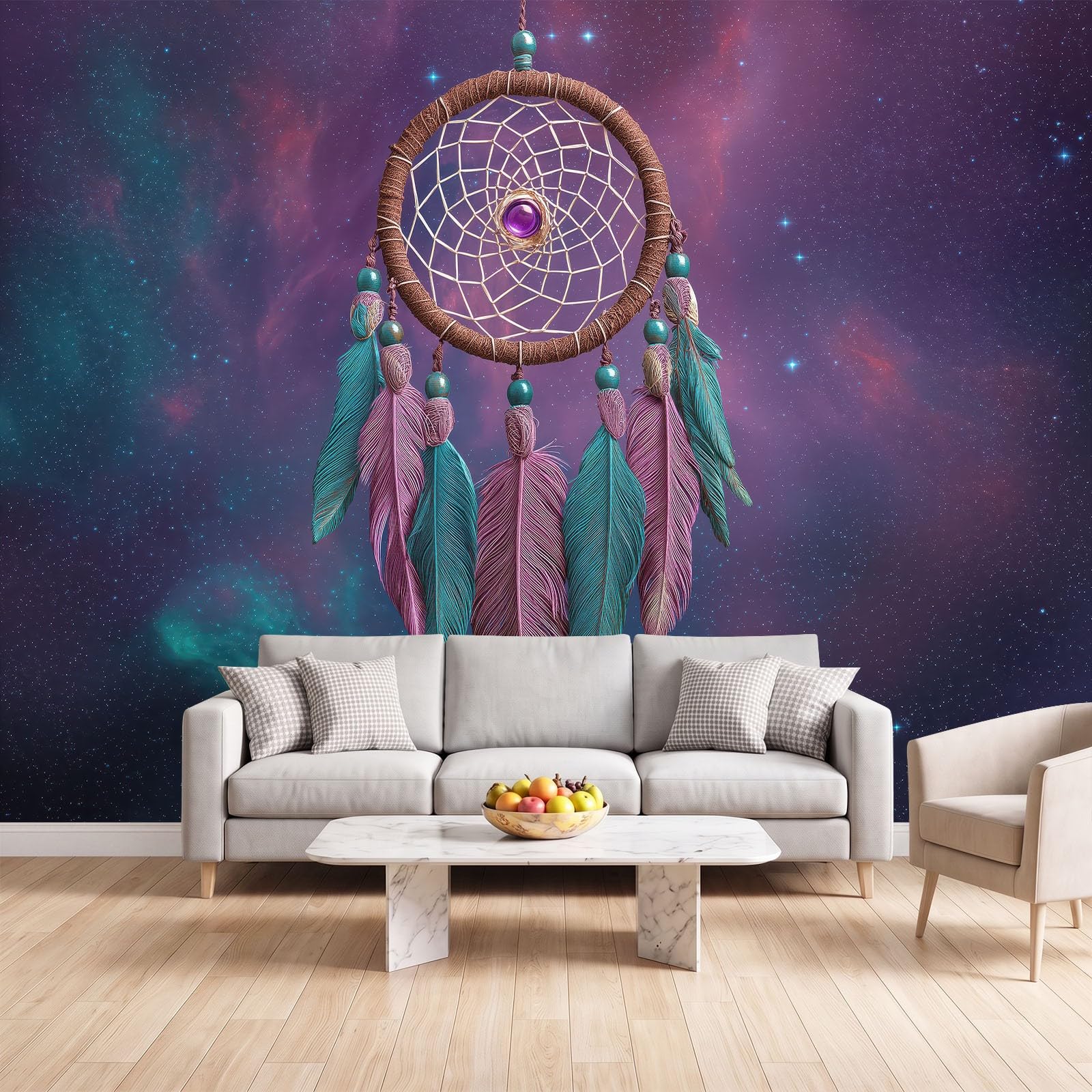 Vlies Fototapete Traumfänger Kosmos Fantasy Vliestapete, Hochwertige Boho Ethnisch Fototapeten für Wohnzimmer Schlafzimmer, 250 x 175 cm Wandtapete Tapete für Kinder Mädchen Jungen